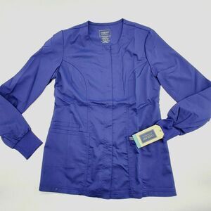 Cherokee Scrub Jacket Women Small Grape Revolution Snap Front Nurse CNA Medical